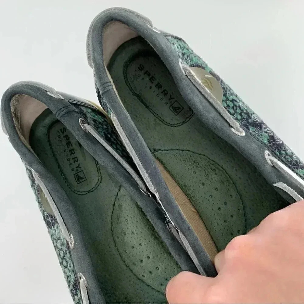 Sperry womens flats size 8.5 blue green suede sequins boat shoes nautical - Picture 10 of 12